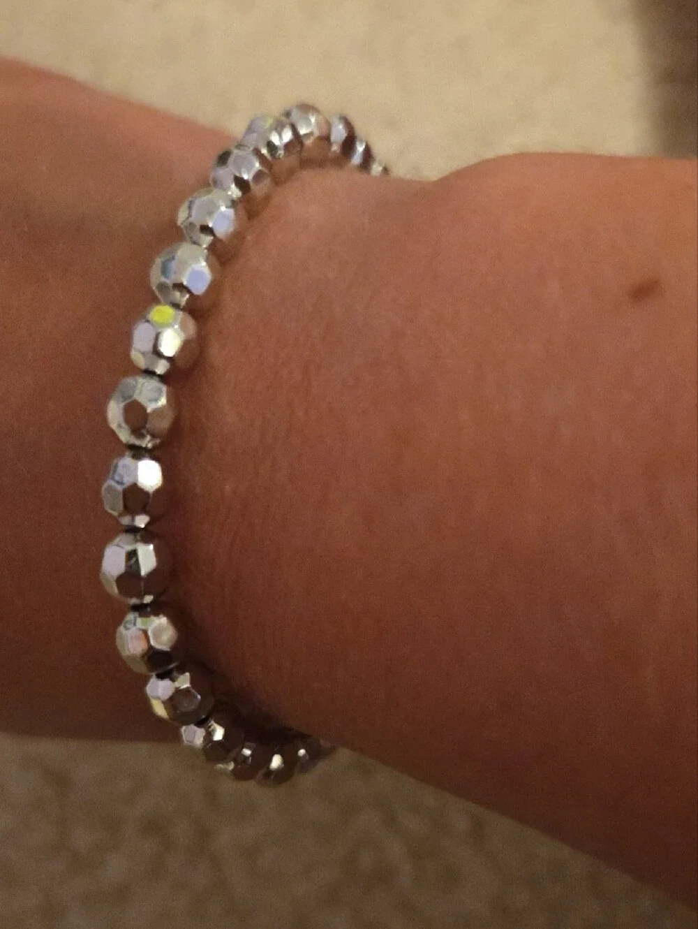 Silver Beaded Stretch Bracelet - Women Jewelry
